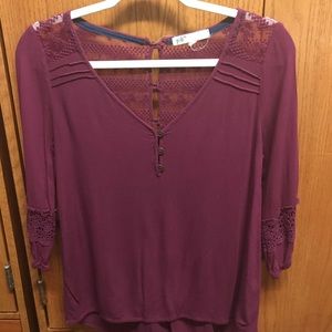 Burgundy lace top with peplum back